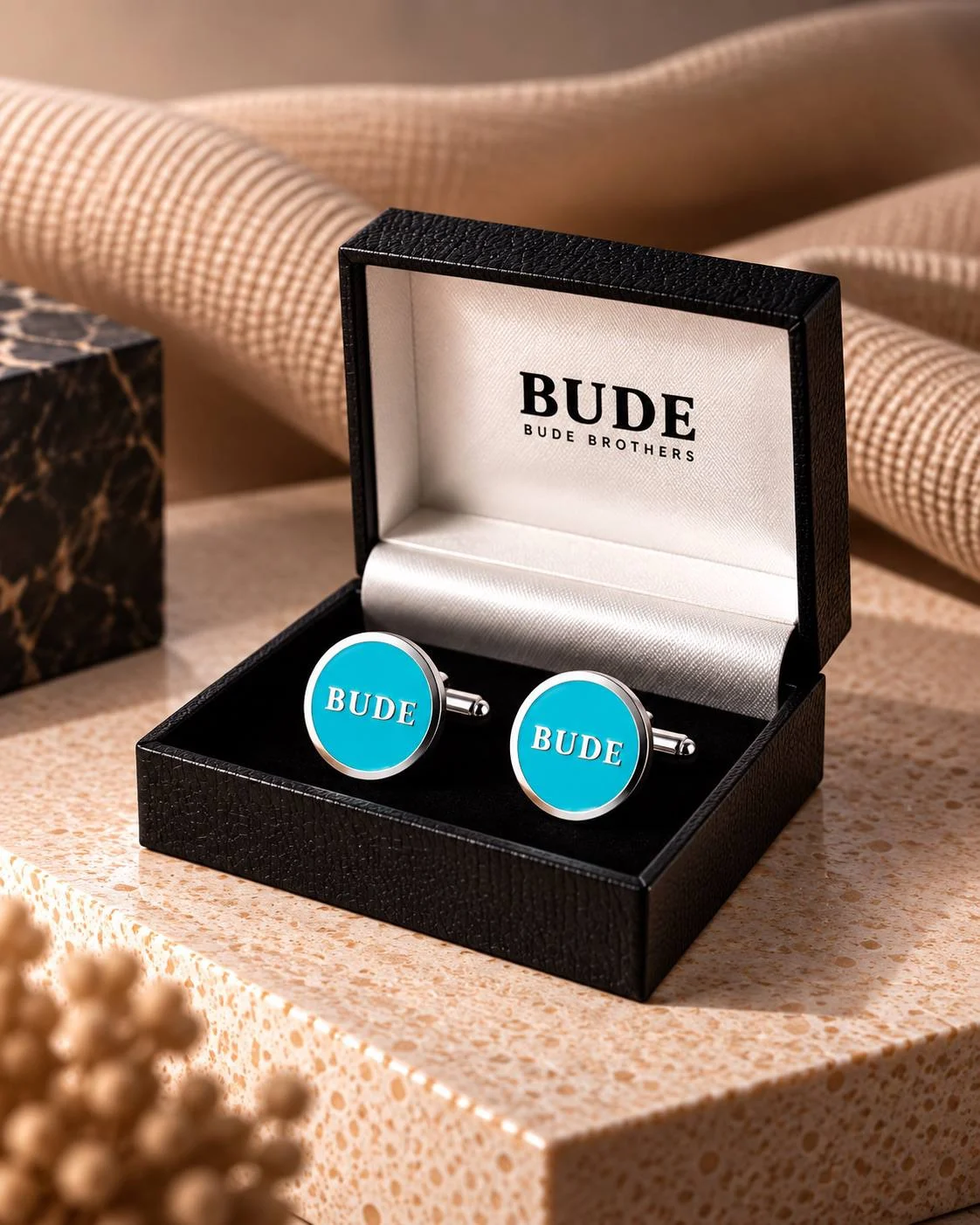 The Bude Cufflinks – Aquamarine Blue