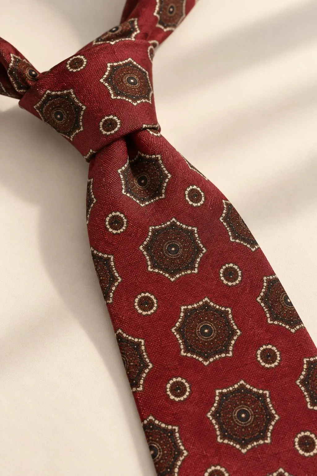 Burgundy Medallion Foulard Silk Tie